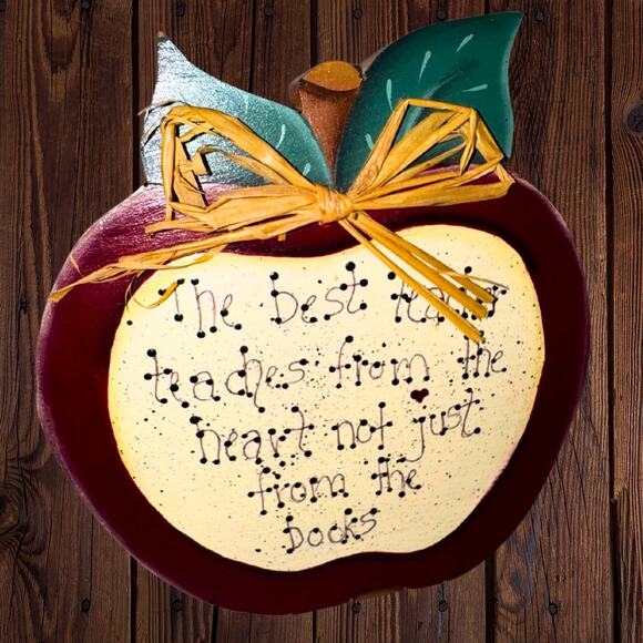 Handmade Wooden Apple Plaque 1997 | Teacher Gift Rustic Farmhouse Decor - Picture 4 of 7